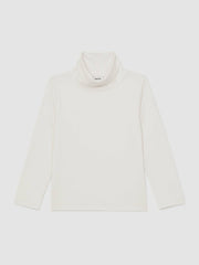 3-9 yrs Cotton-Jersey Roll-Neck Top with Stretch Ivory | Children