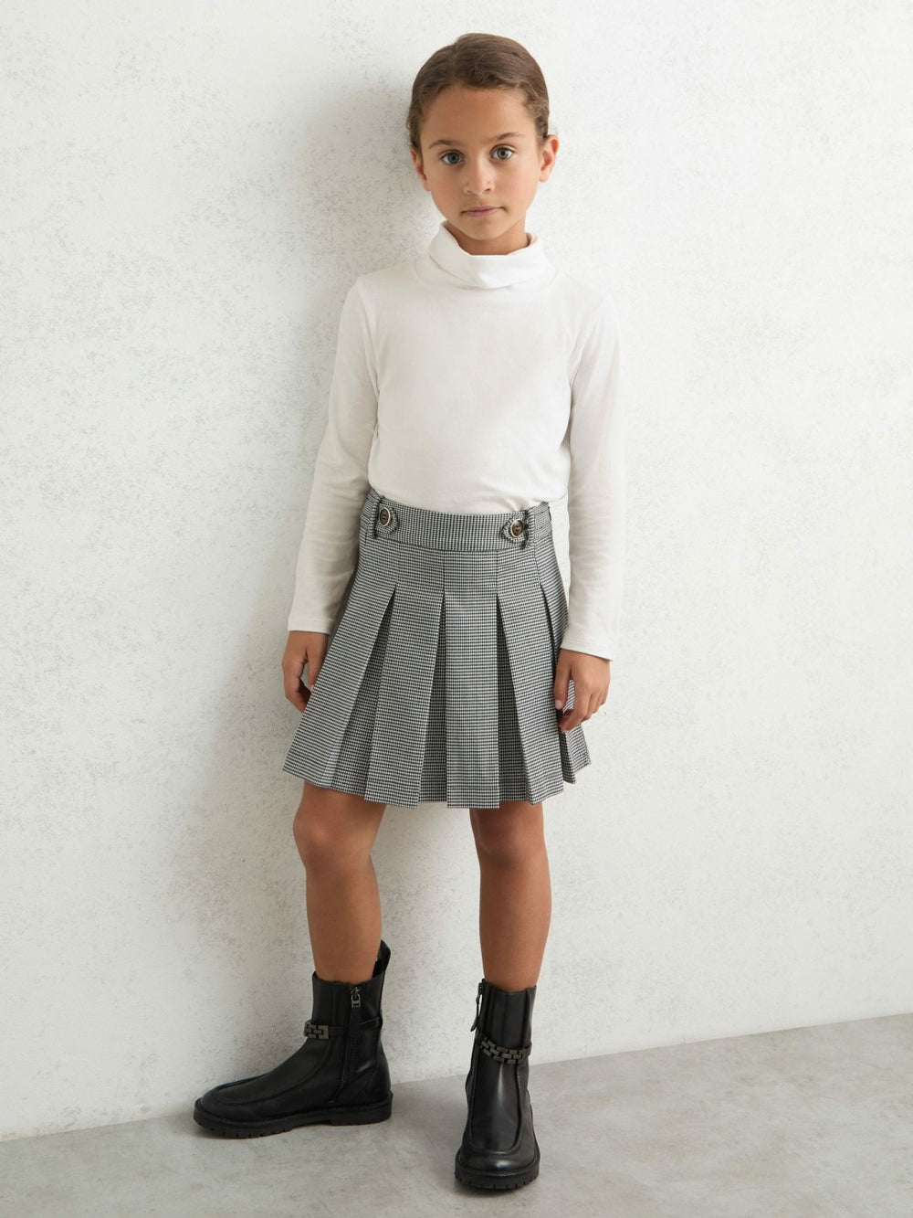 3-9 yrs Cotton-Jersey Roll-Neck Top with Stretch Ivory | Children