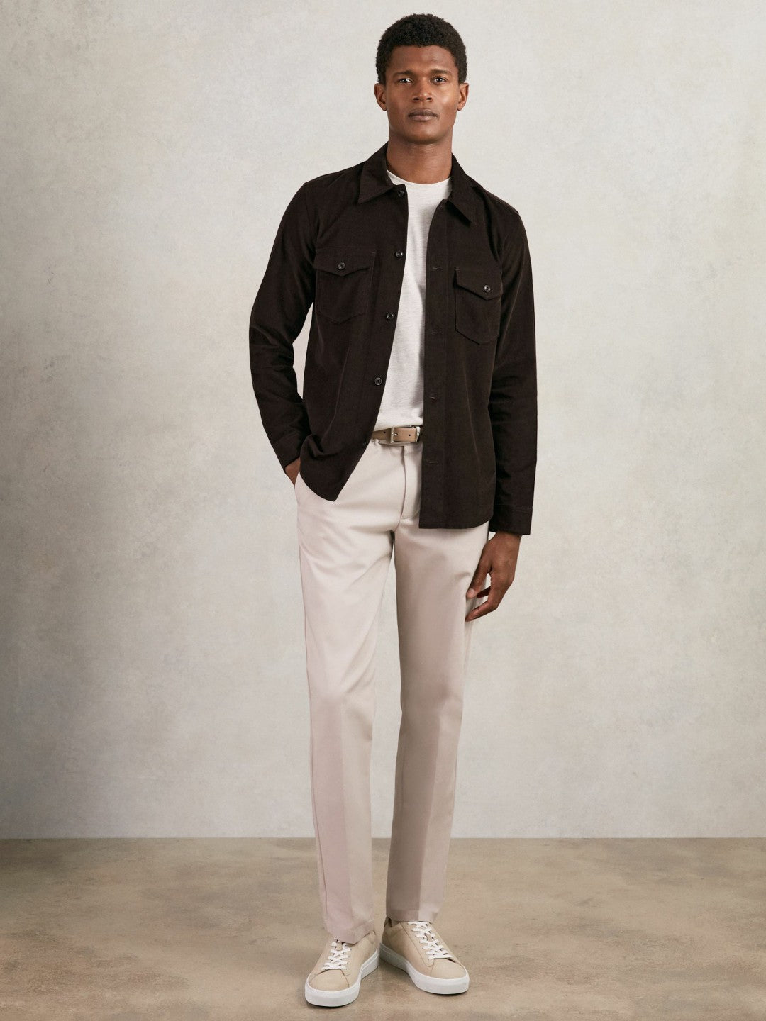 Cotton Corduroy Twin-Pocket Overshirt Brown | Mens