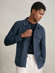 Cotton Corduroy Twin-Pocket Overshirt Airforce Blue | Mens