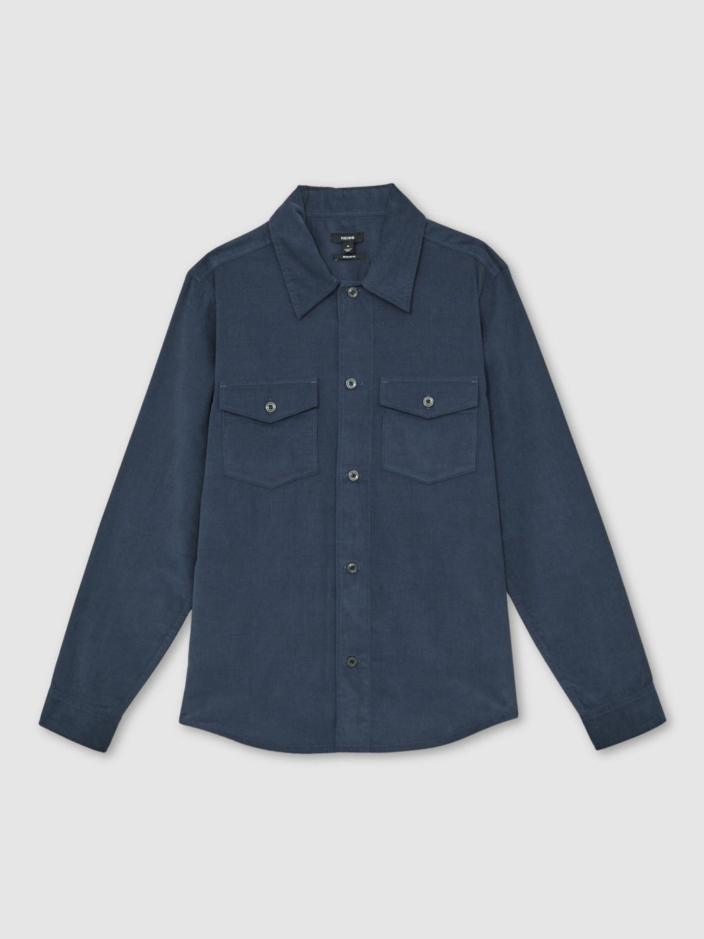 Cotton Corduroy Twin-Pocket Overshirt Airforce Blue | Mens