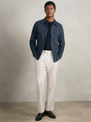 Cotton Corduroy Twin-Pocket Overshirt Airforce Blue | Mens