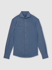 Stretch Jersey Cutaway-Collar Shirt Dark Airforce Blue | Mens