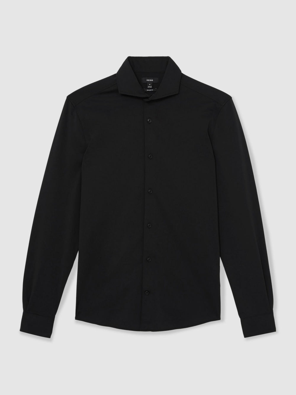 Stretch Jersey Cutaway-Collar Shirt Black | Mens