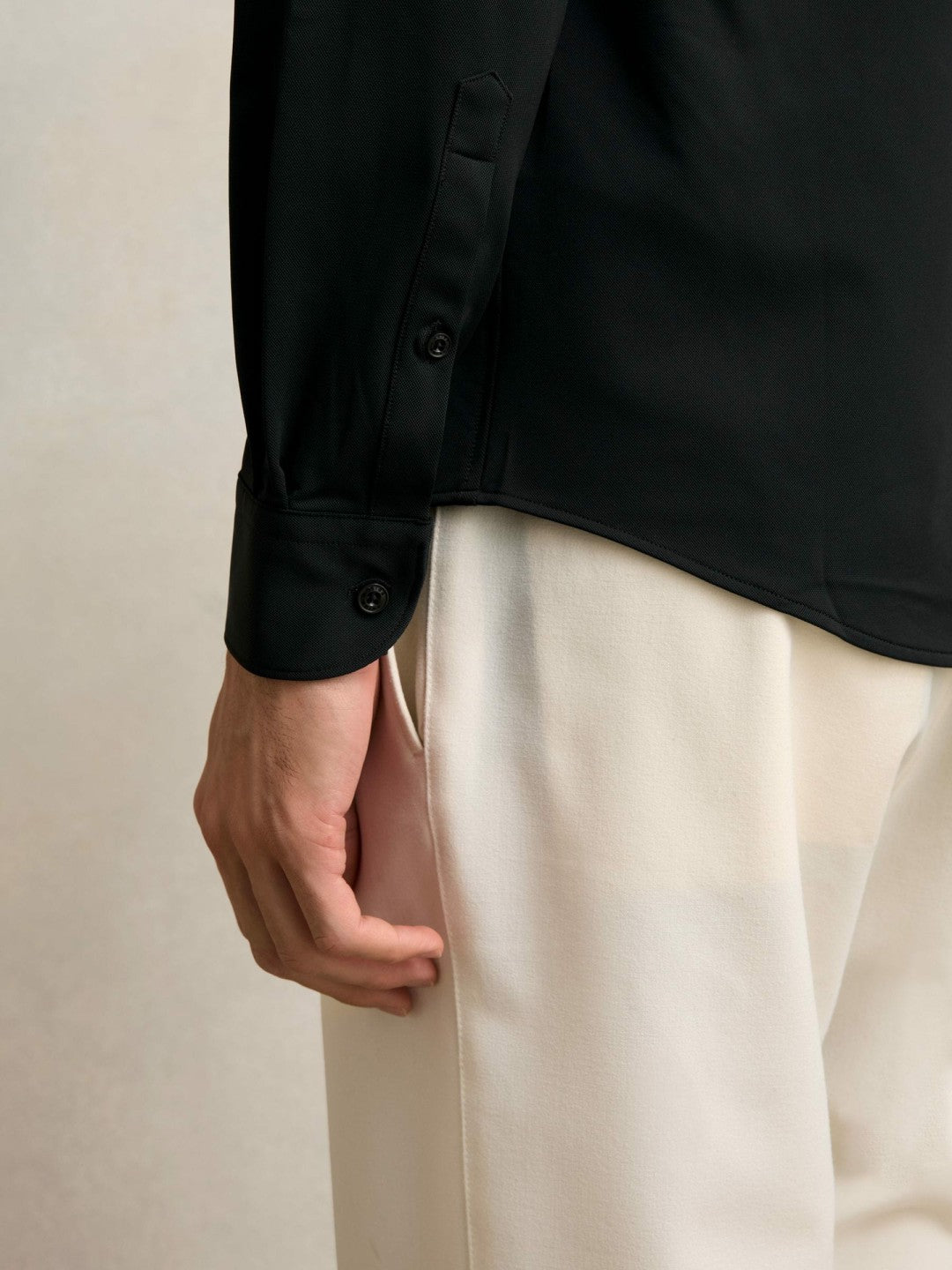 Stretch Jersey Cutaway-Collar Shirt Black | Mens