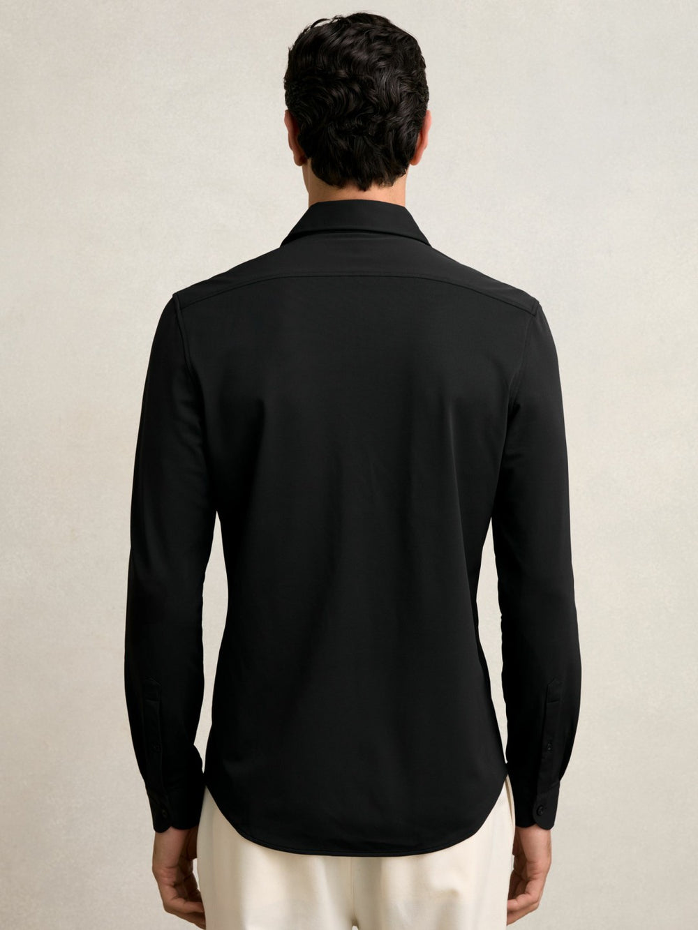 Stretch Jersey Cutaway-Collar Shirt Black | Mens