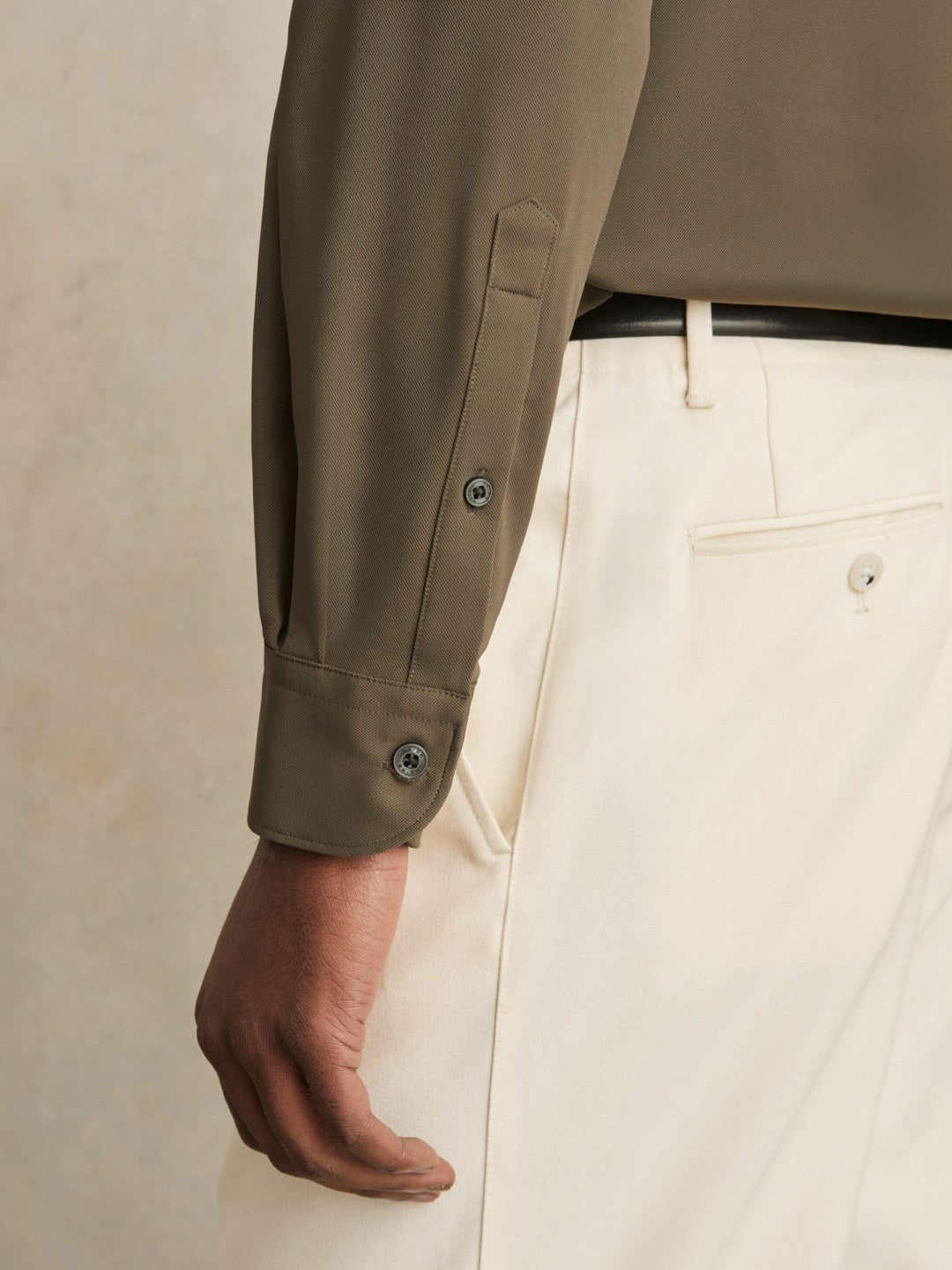 Stretch Jersey Cutaway-Collar Shirt Olive Green | Mens