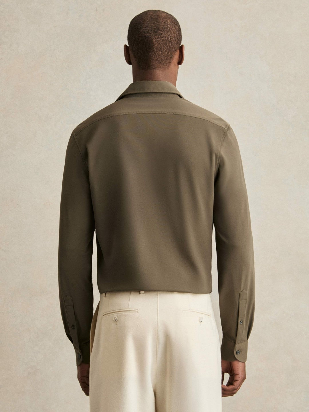 Stretch Jersey Cutaway-Collar Shirt Olive Green | Mens