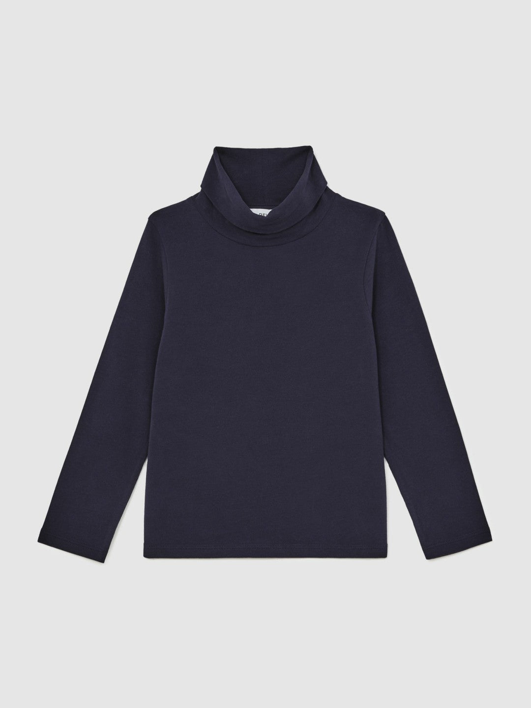 3-9 yrs Cotton-Jersey Roll-Neck Top with Stretch Navy | Children