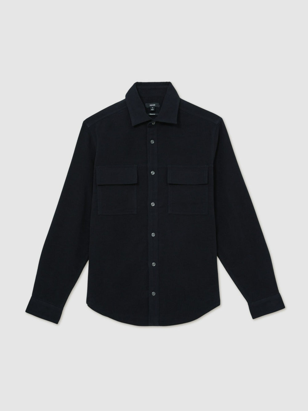 Moleskin-Cotton Twin-Pocket Overshirt Navy | Mens