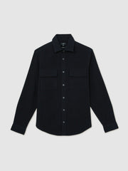 Moleskin-Cotton Twin-Pocket Overshirt Navy | Mens