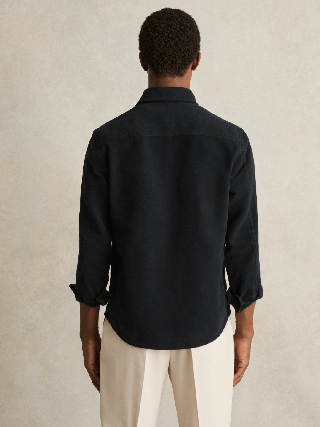 Moleskin-Cotton Twin-Pocket Overshirt Navy | Mens