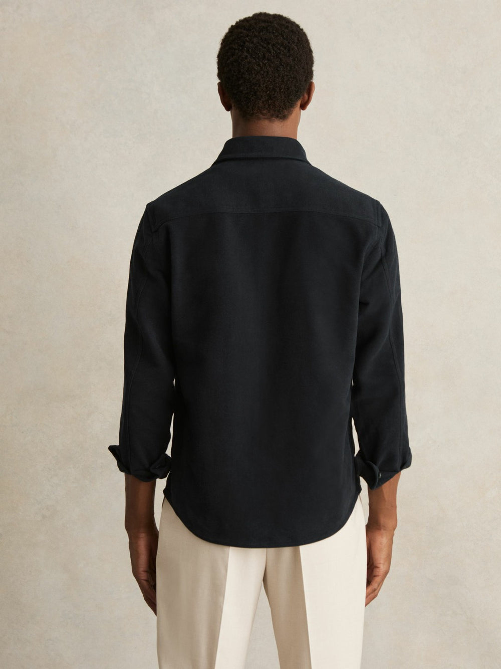 Moleskin-Cotton Twin-Pocket Overshirt Navy | Mens