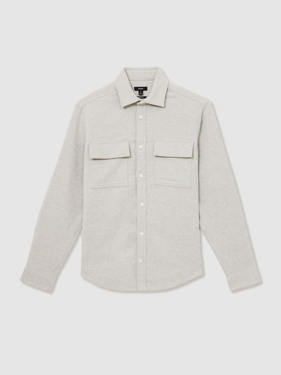 Moleskin-Cotton Twin-Pocket Overshirt Soft Grey Melange | Mens