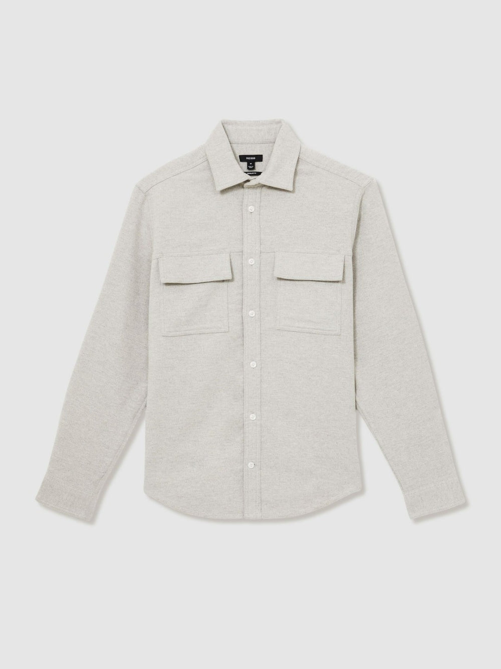 Moleskin-Cotton Twin-Pocket Overshirt Soft Grey Melange | Mens