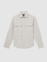 Moleskin-Cotton Twin-Pocket Overshirt Soft Grey Melange | Mens