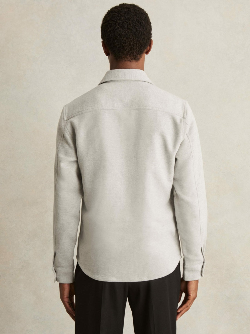 Moleskin-Cotton Twin-Pocket Overshirt Soft Grey Melange | Mens
