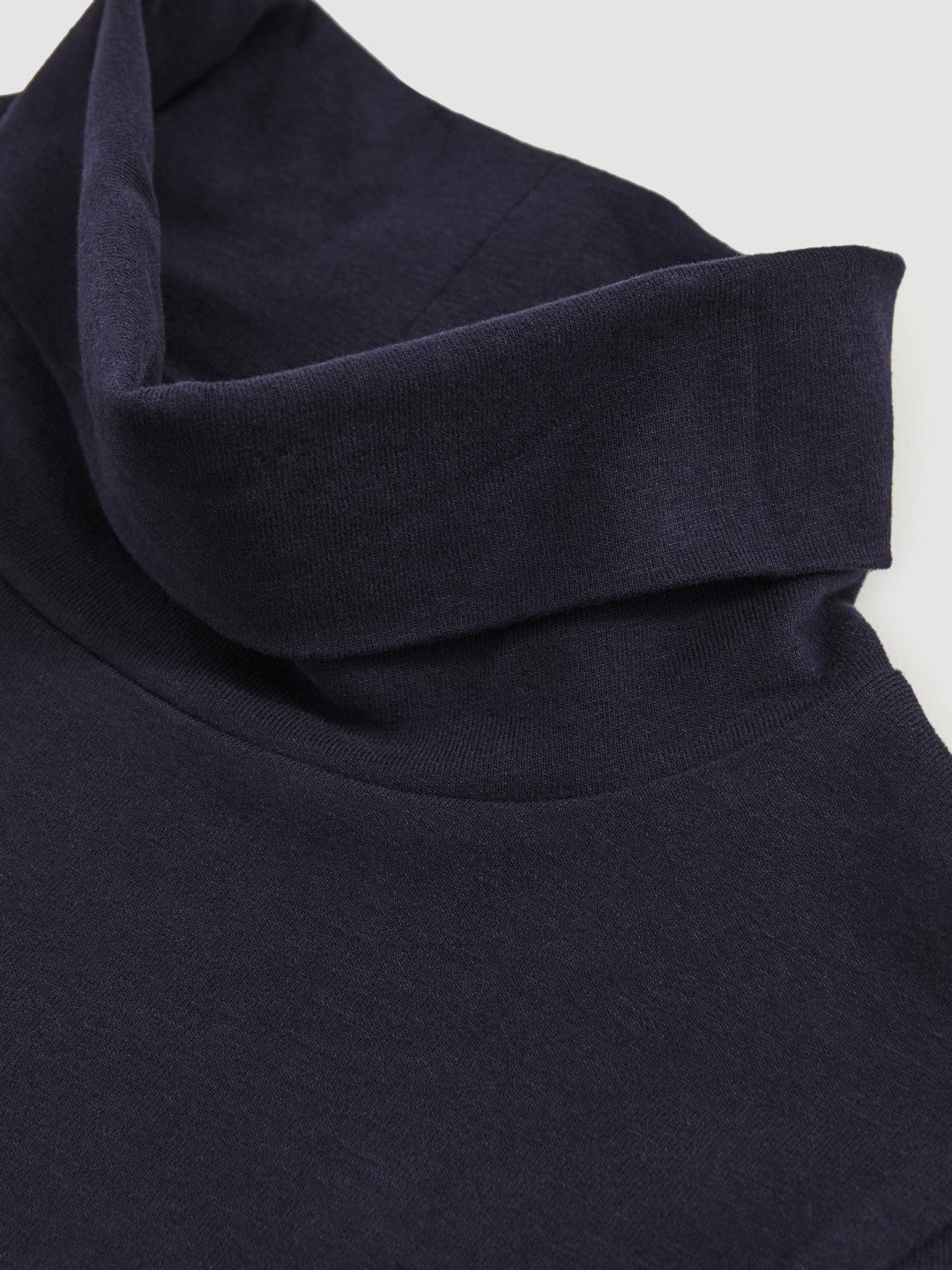 9-13 yrs Cotton-Jersey Roll-Neck Top with Stretch Navy | Children