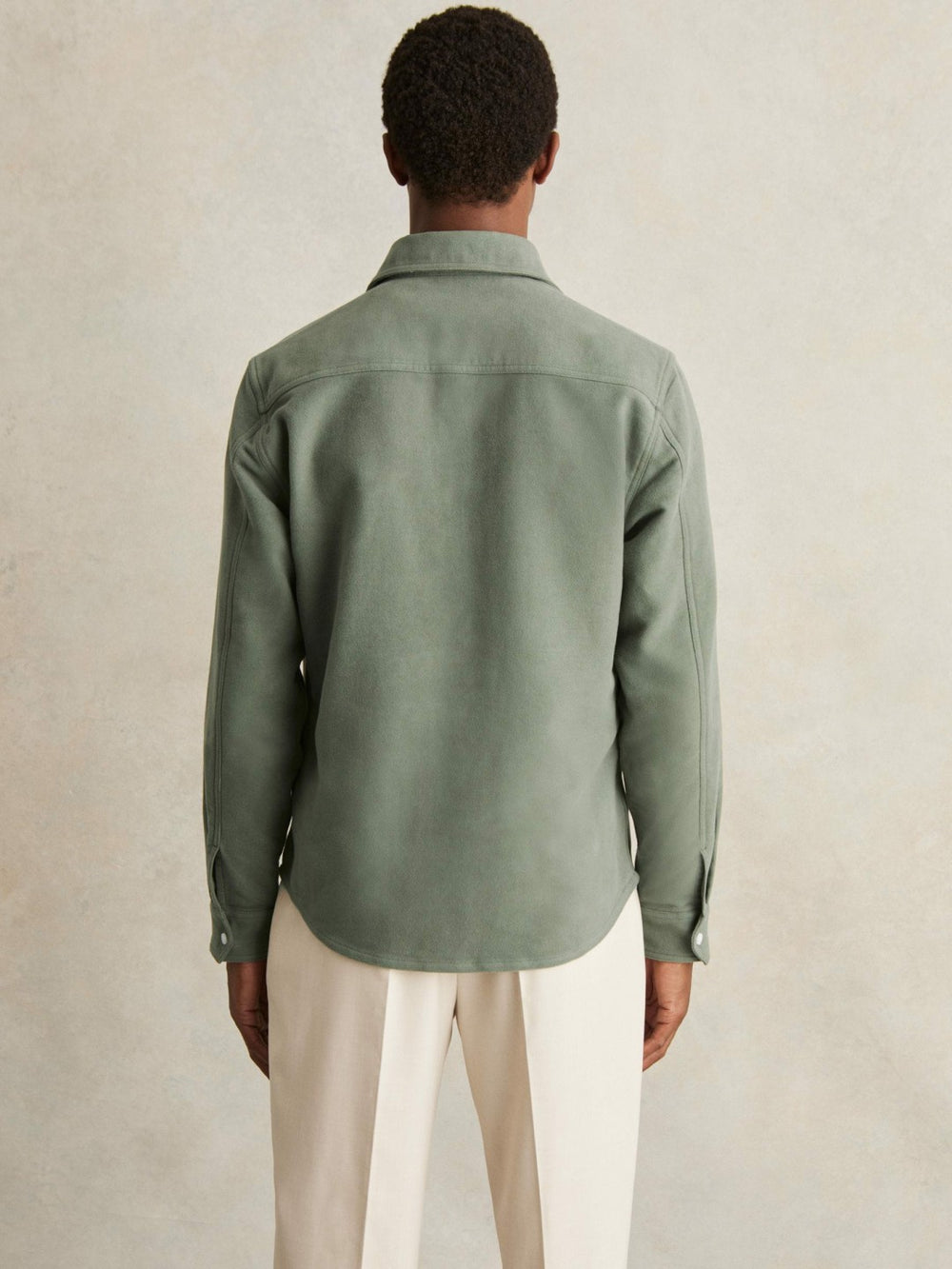 Moleskin-Cotton Twin-Pocket Overshirt Green | Mens