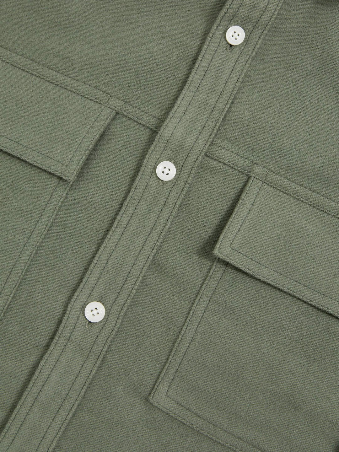 Moleskin-Cotton Twin-Pocket Overshirt Green | Mens