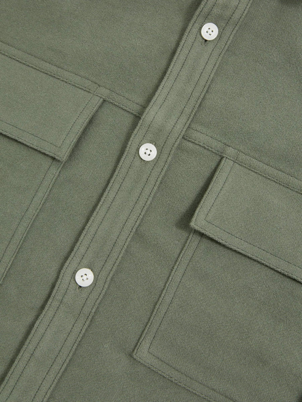 Moleskin-Cotton Twin-Pocket Overshirt Green | Mens