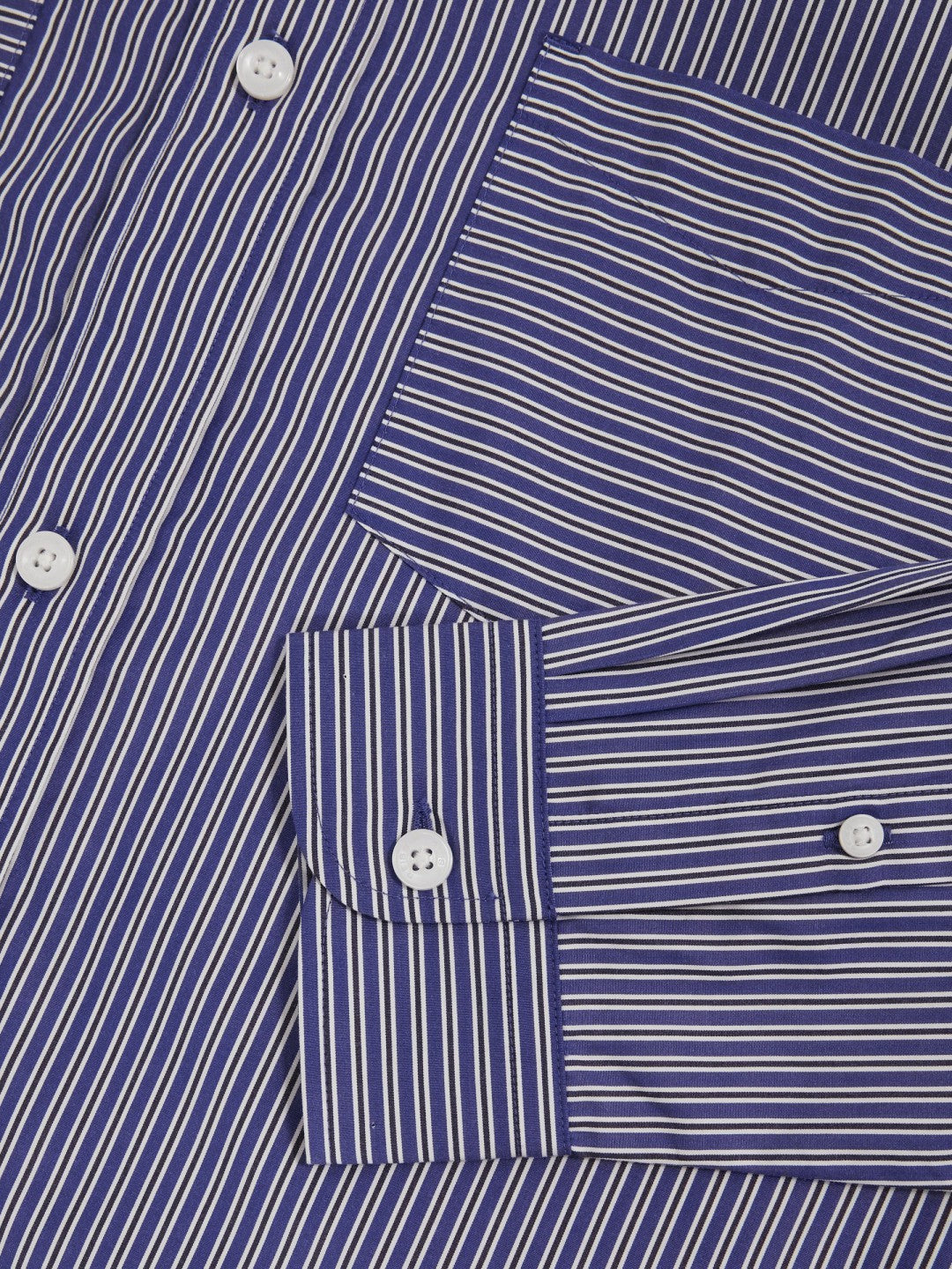 Cotton-Poplin Stripe Twin-Pocket Shirt Blue/White | Mens