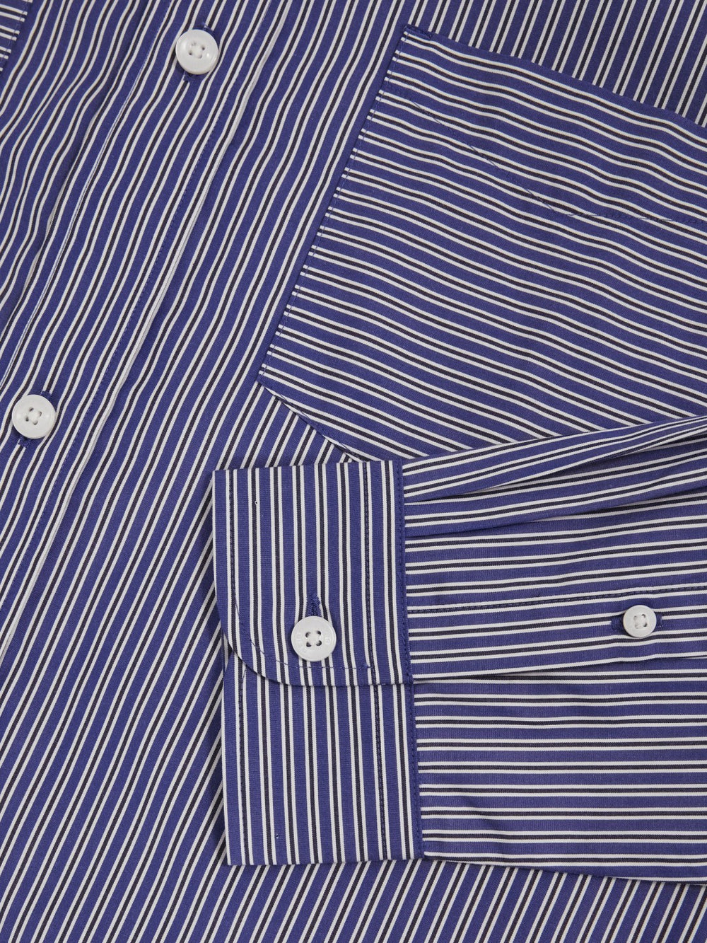 Cotton-Poplin Stripe Twin-Pocket Shirt Blue/White | Mens