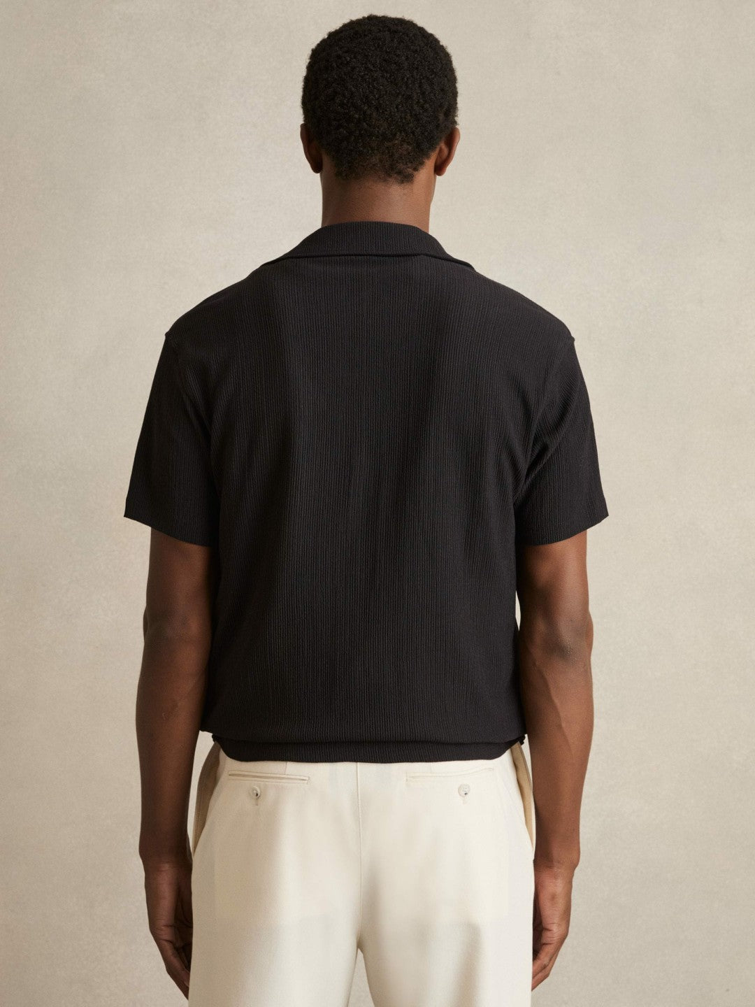 Graphic Print Cuban-Collar Shirt Black | Mens