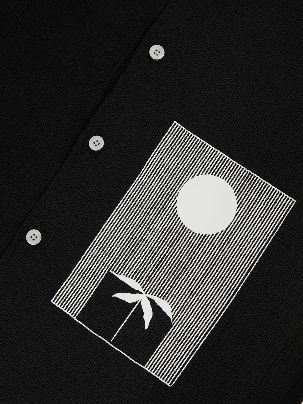 Graphic Print Cuban-Collar Shirt Black | Mens