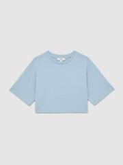 9-13 yrs Cotton Oversized Cropped T-Shirt Blue | Children