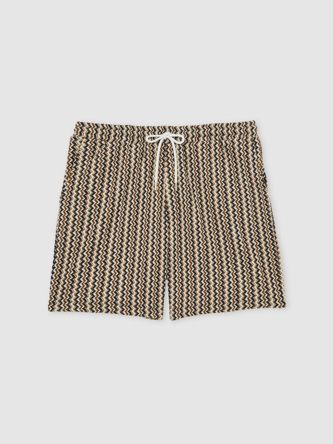 Zig-Zag Knit Drawstring Shorts Tobacco Brown | Mens