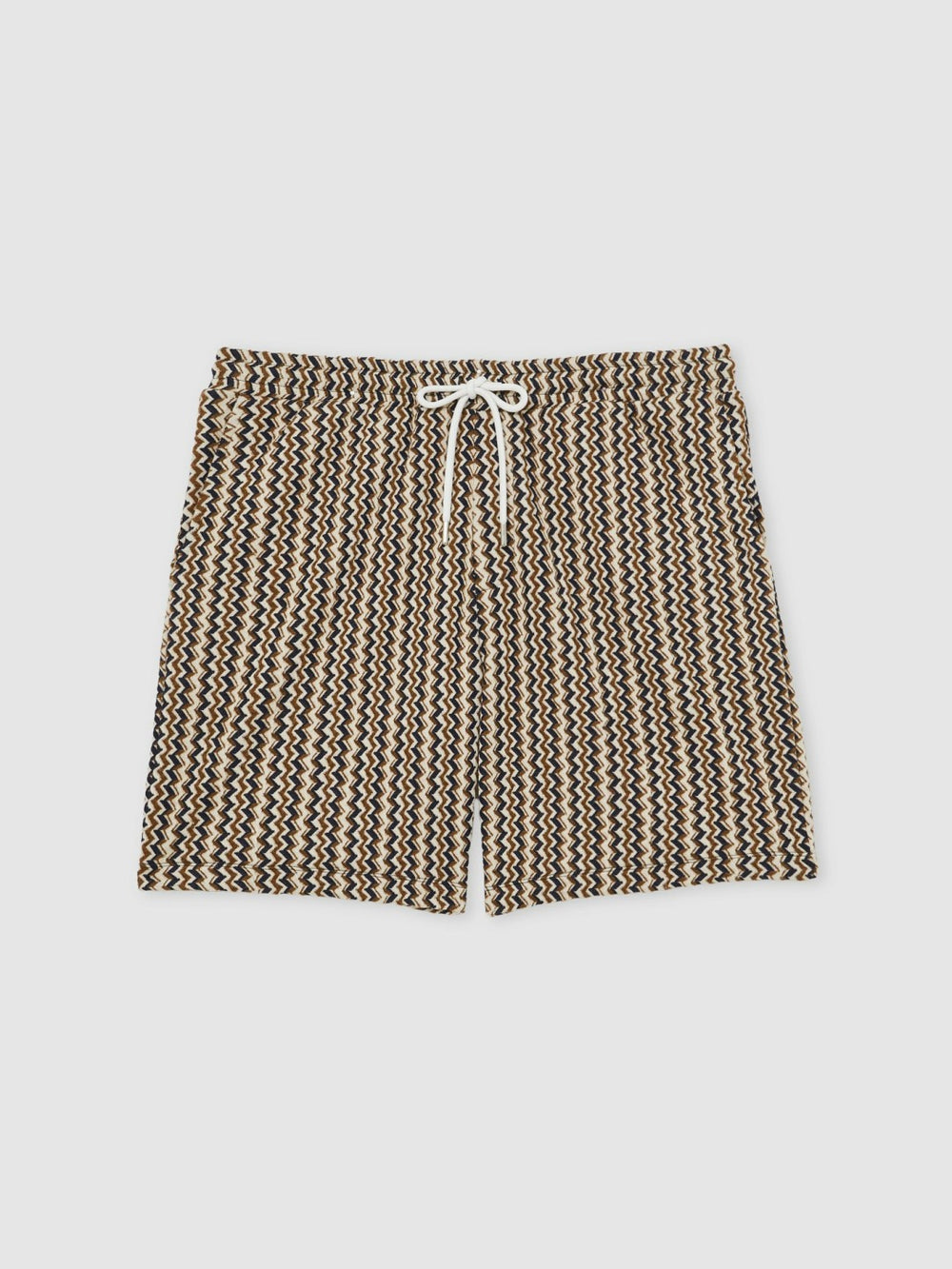Zig-Zag Knit Drawstring Shorts Tobacco Brown | Mens