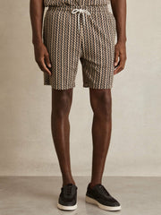 Zig-Zag Knit Drawstring Shorts Tobacco Brown | Mens