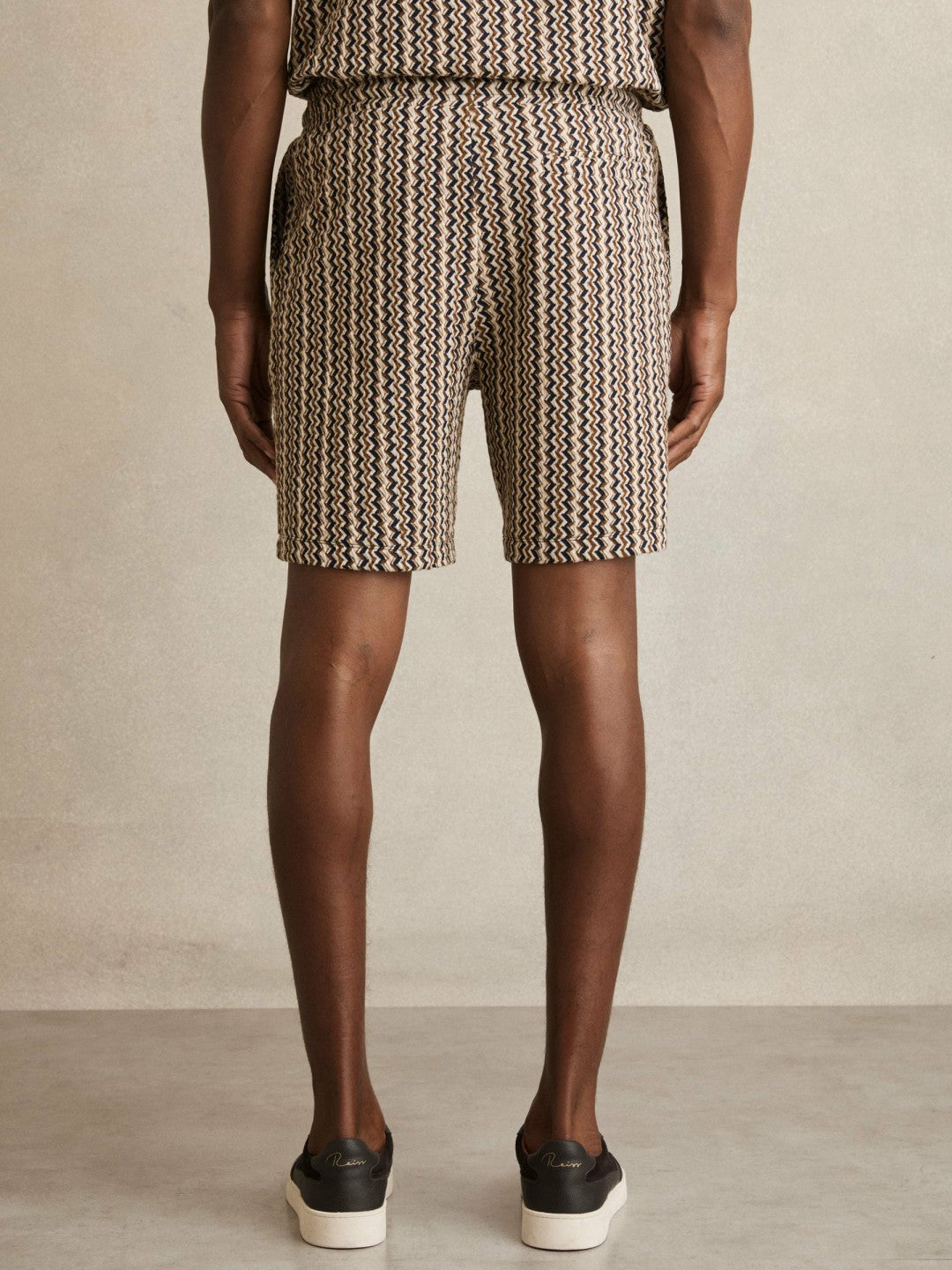 Zig-Zag Knit Drawstring Shorts Tobacco Brown | Mens