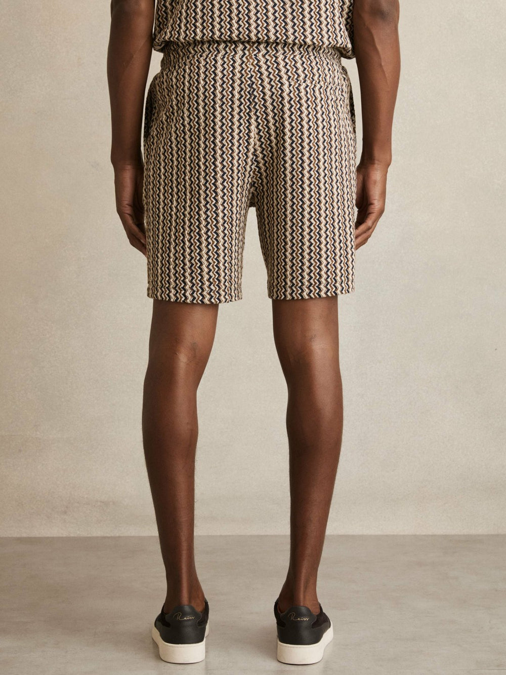 Zig-Zag Knit Drawstring Shorts Tobacco Brown | Mens