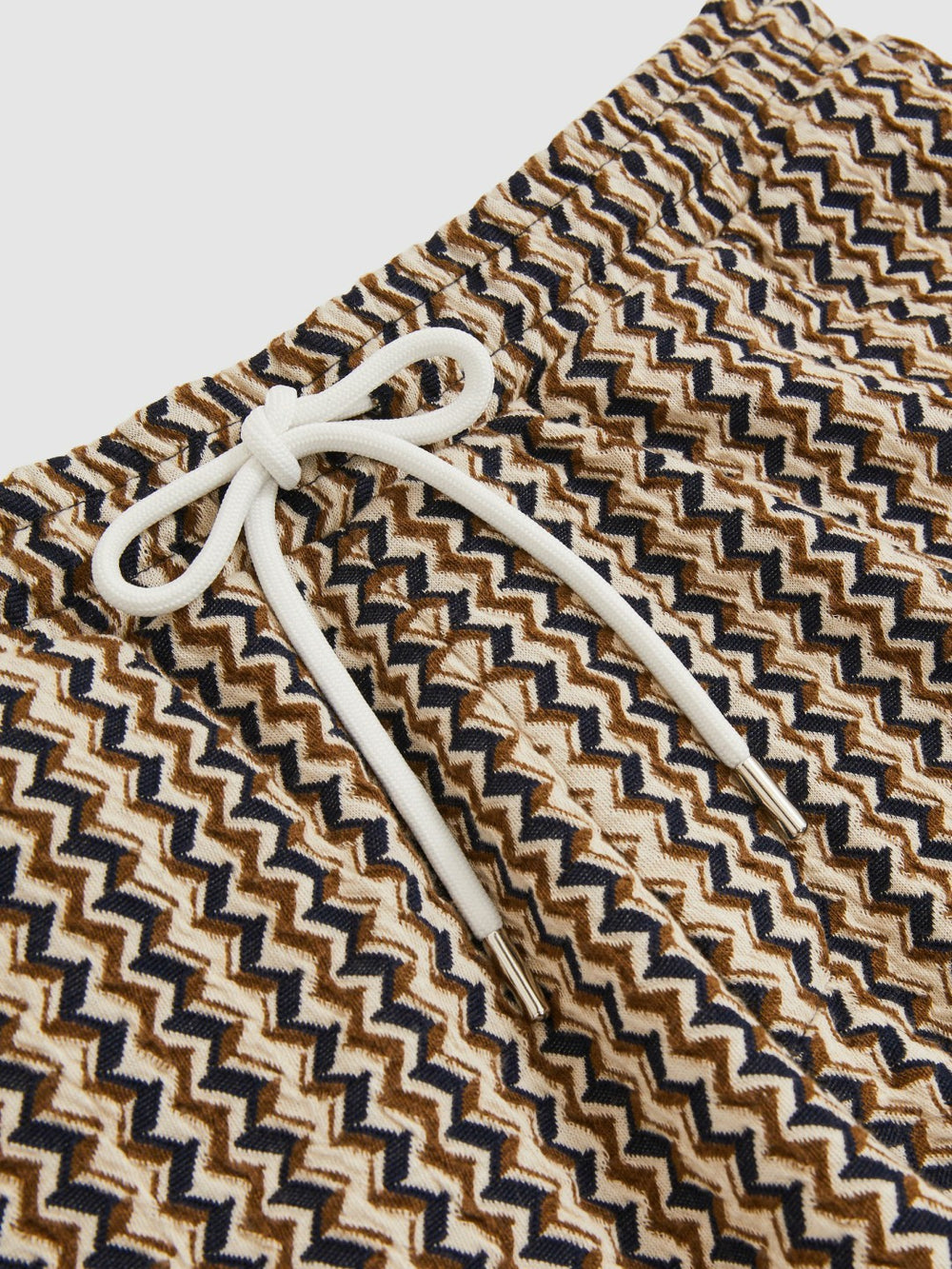 Zig-Zag Knit Drawstring Shorts Tobacco Brown | Mens