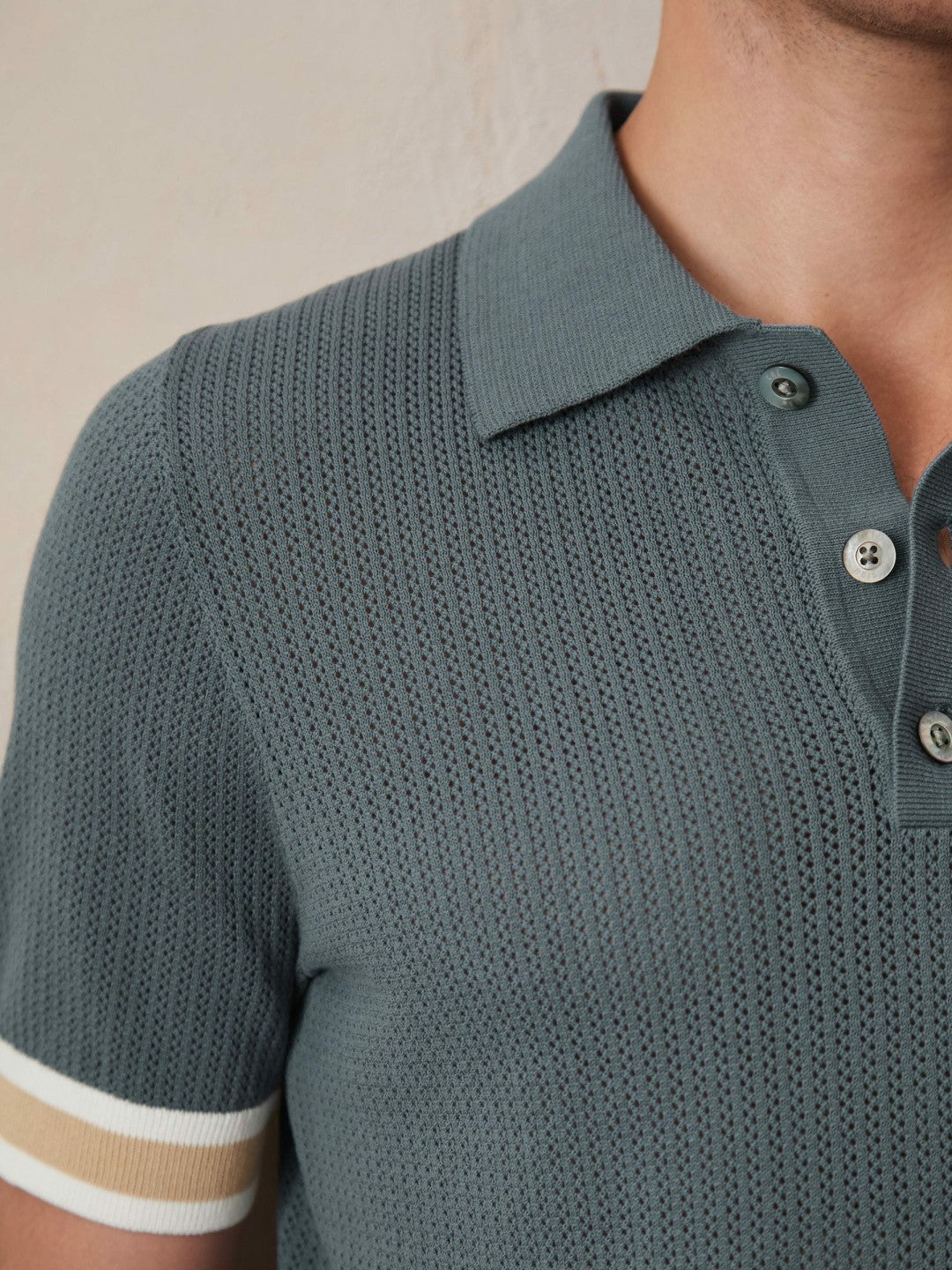 | Ché Cotton Knit Polo Shirt Airforce Blue | Mens