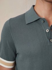 | Ché Cotton Knit Polo Shirt Airforce Blue | Mens