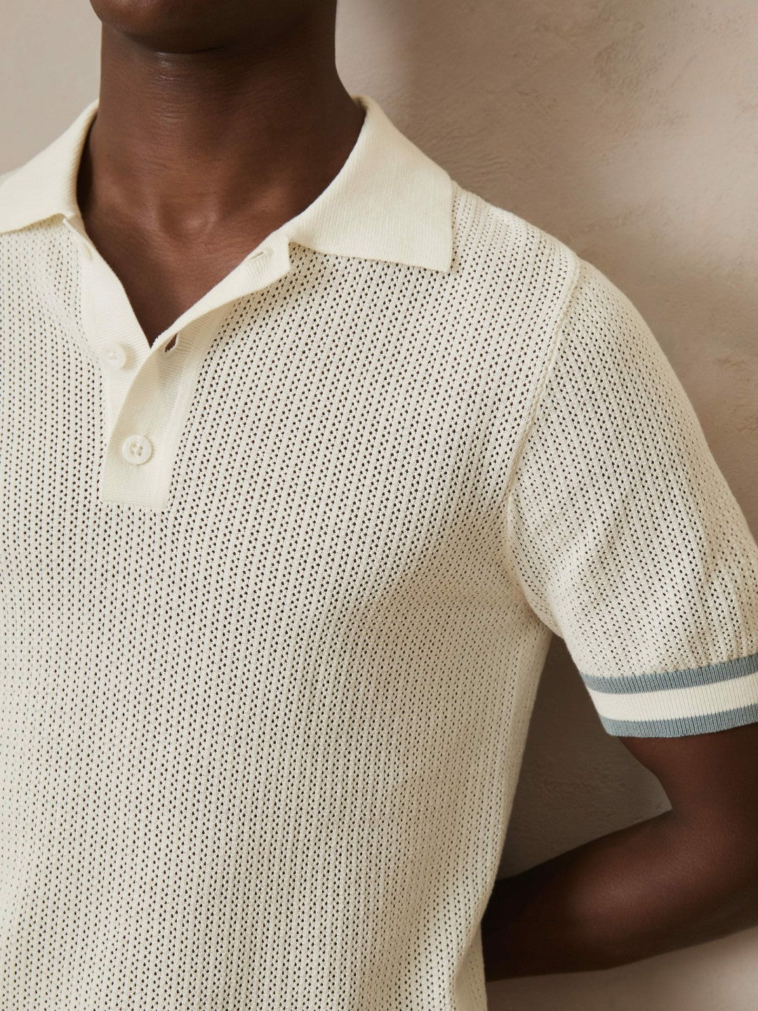 | Ché Cotton Knit Polo Shirt White | Mens