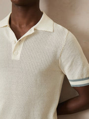 | Ché Cotton Knit Polo Shirt White | Mens
