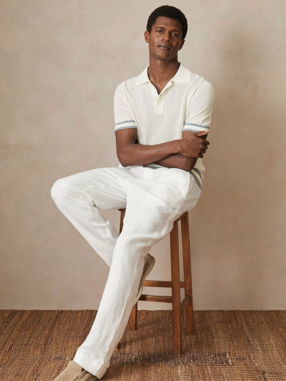 | Ché Cotton Knit Polo Shirt White | Mens