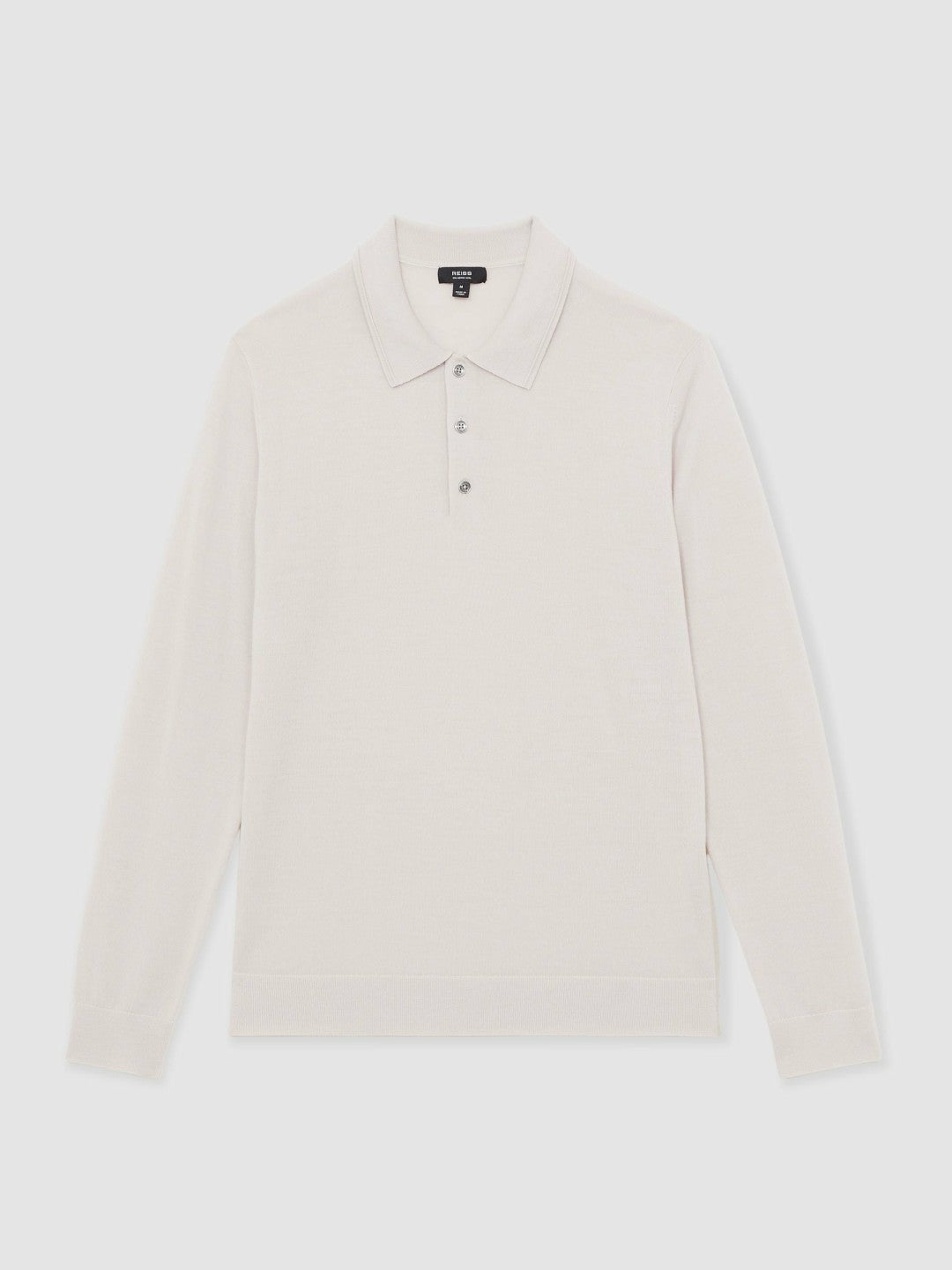Merino Wool Long-Sleeve Polo Shirt Beige | Mens