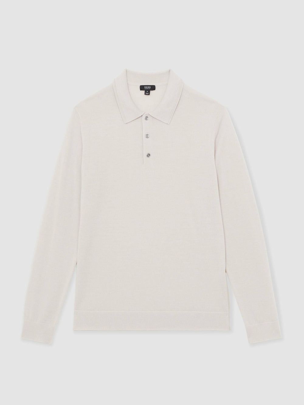 Merino Wool Long-Sleeve Polo Shirt Beige | Mens