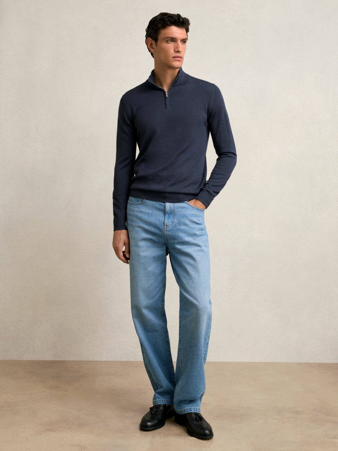 Merino Wool Half-Zip Jumper  | Mens