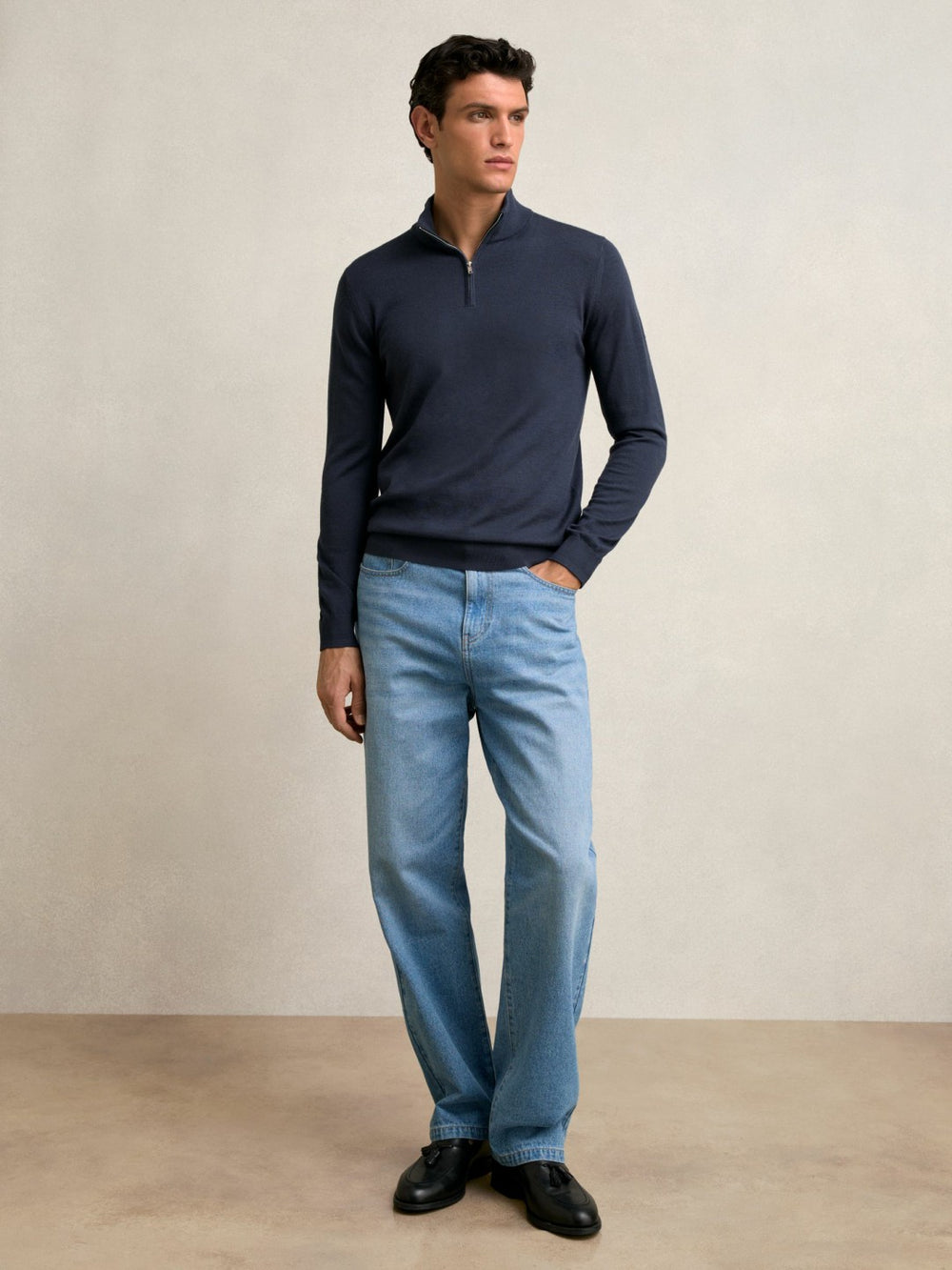 Merino Wool Half-Zip Jumper  | Mens