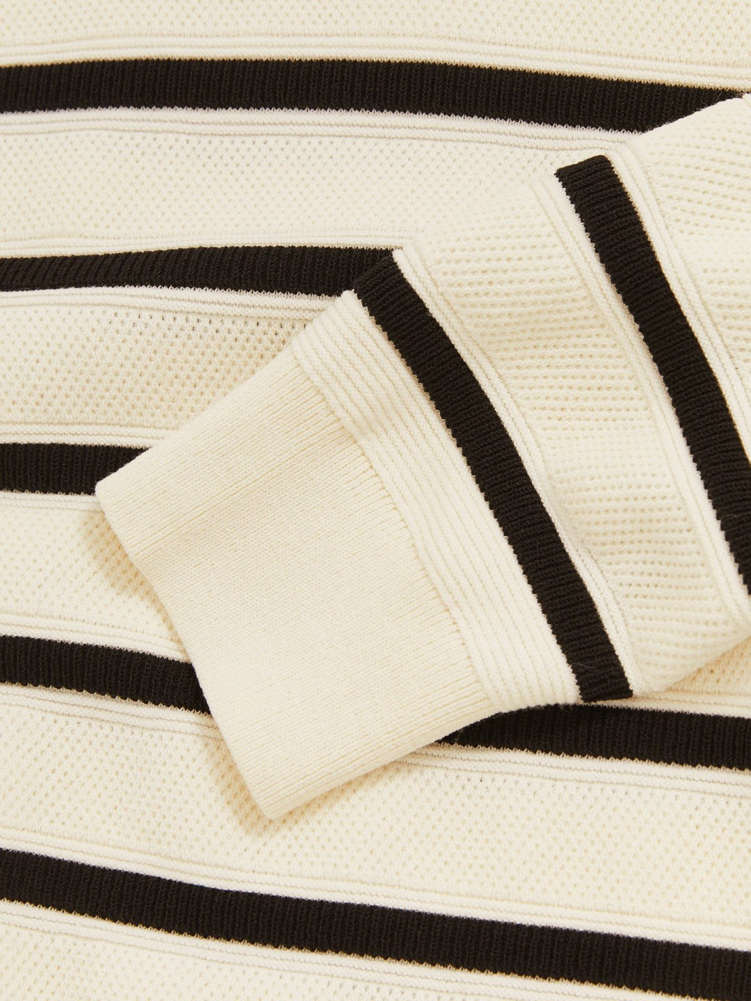 Cotton Blend Stripe Knit Polo Shirt Warm Stone/Black | Mens