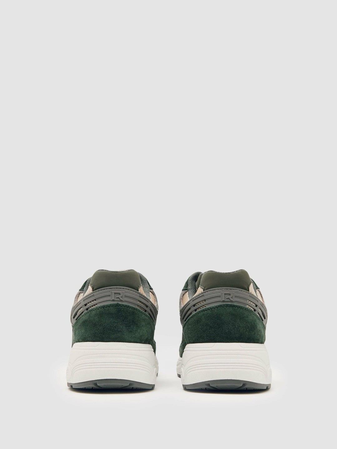 Panelled Running Trainers Forest Green/Stone | Mens
