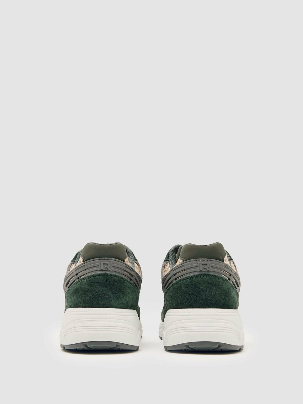 Panelled Running Trainers Forest Green/Stone | Mens