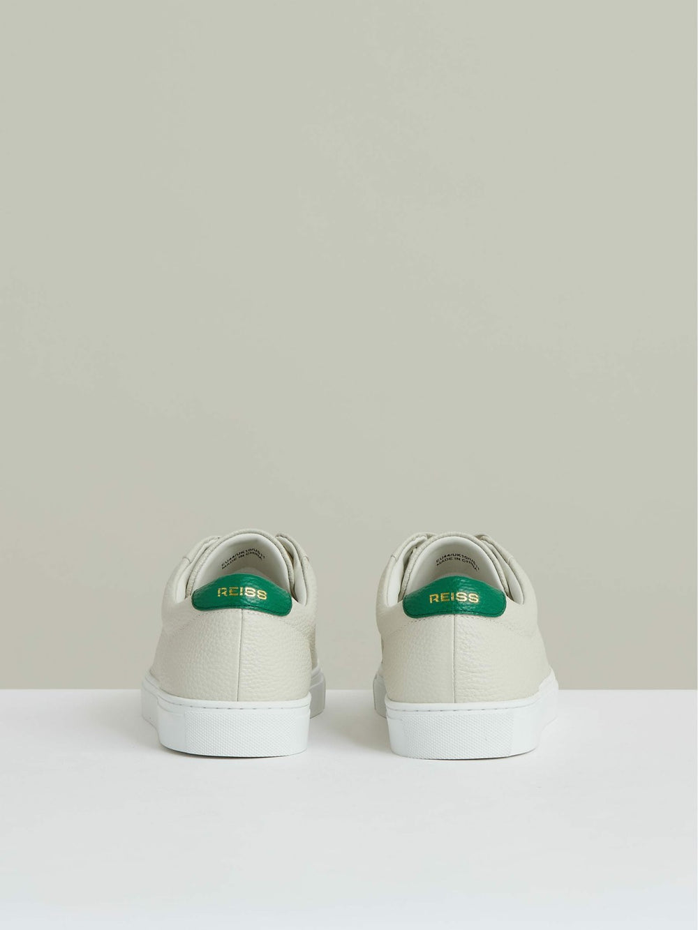 Tumbled-Leather Low-Top Trainers Off White/Green | Mens