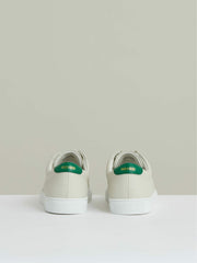Tumbled-Leather Low-Top Trainers Off White/Green | Mens